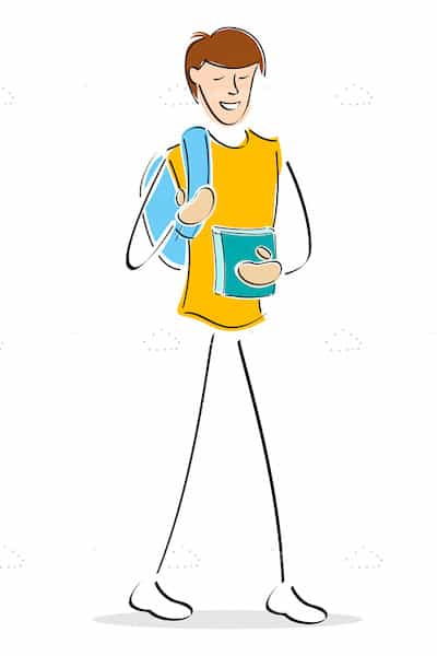 Abstract Male Student with Backpack and Book